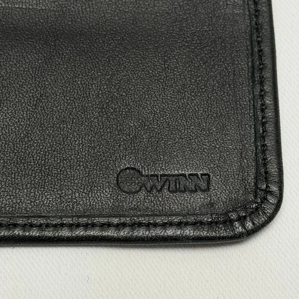 Winn International Lamb Leather Passport Travel Wallet Boarding Pass Black